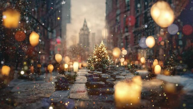 Abstract, Artistic, New York City Christmas, Background in 3D	