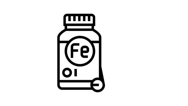 iron supplements package line icon animation