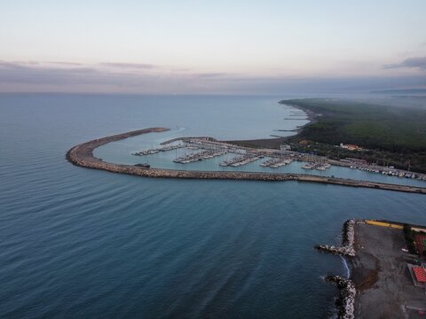 the tourist port of Marina di Cecina seen from above