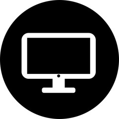 Black and white computer icon, icon with computer monitor