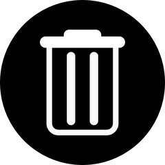 Trash can icon in black and white, delete button