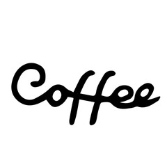 Black and white hand drawing outline vector illustration of lettering Coffee isolated on a white background