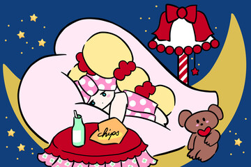 nightcap eat while sleeping illustration