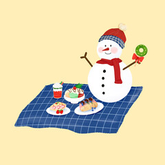 snowman with a gift
