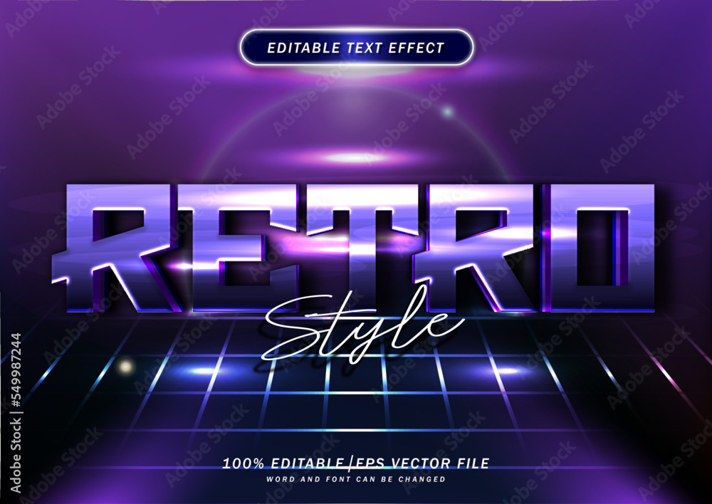 Fototapete retro text style effect editab;e. title font mockup . 80s font style.