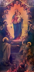 Foto op Canvas BIELLA, ITALY - JULY 15, 2022: The painting of Madonna of Scapular as the helper of souls in purgatory with the St. Simon Stock  in Cathedral (Duomo) from 19. cent. © Renáta Sedmáková