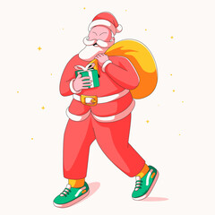 santa claus with gifts illustration vector