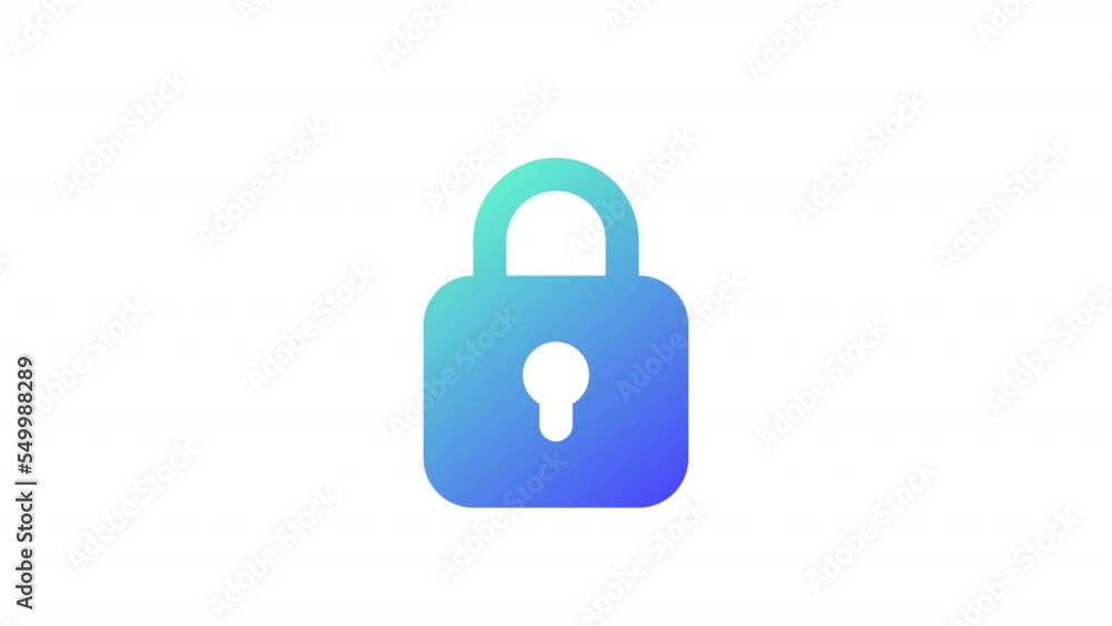 Poster Animated lock gradient ui icon. Digital security and safety. Seamless loop HD video with alpha channel on transparent background. Line color user interface symbol motion graphic animation