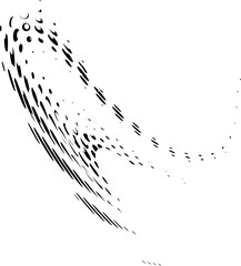 Waving halftone flag of dots, peas, coins in two planes. For logo, sign. Vector.