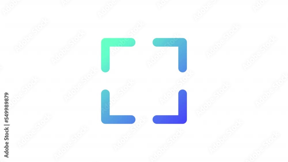 Poster Animated enlarge gradient ui icon. Full screen mode. Digital app. Seamless loop HD video with alpha channel on transparent background. Line color user interface symbol motion graphic animation