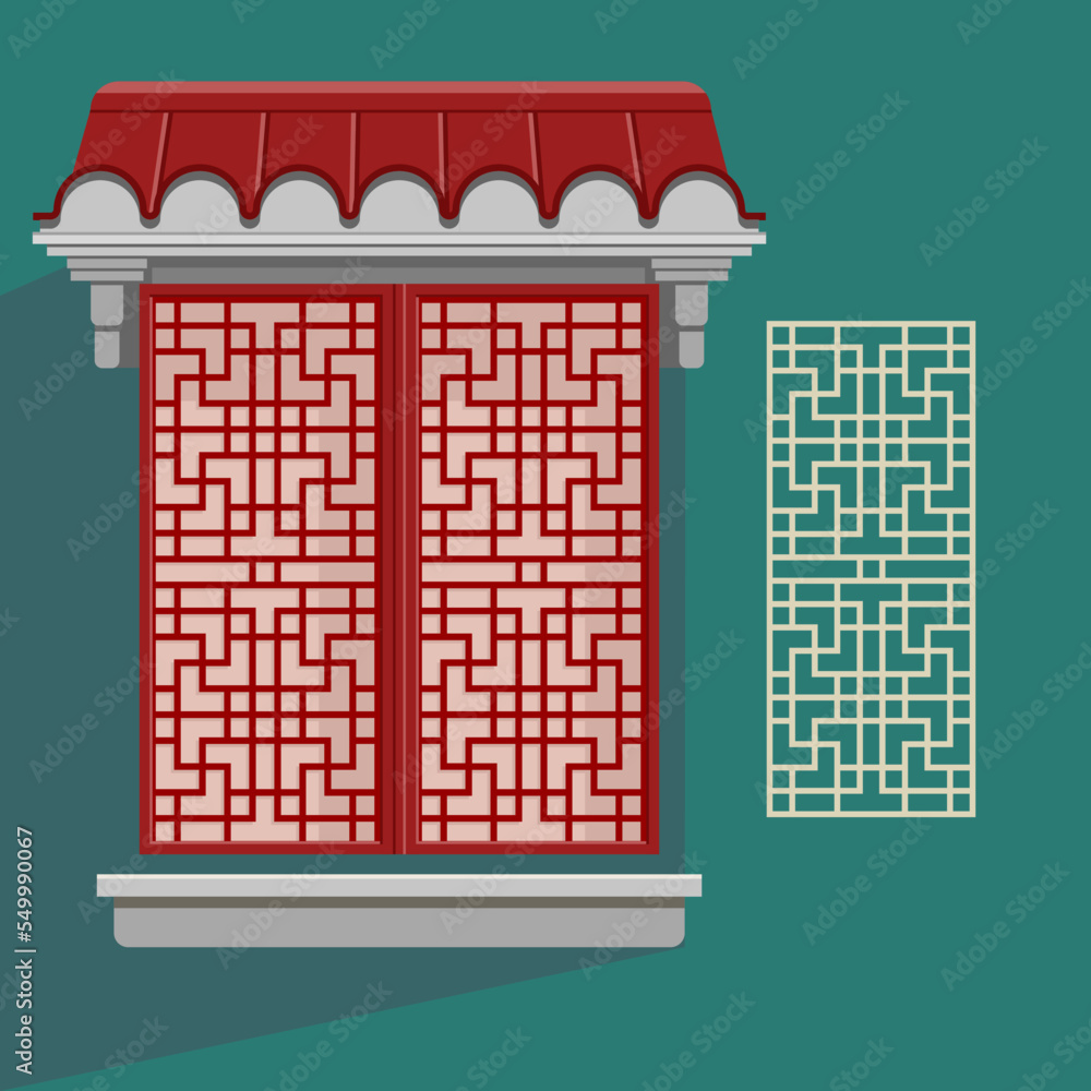 Poster chinese window patterns vector illustration