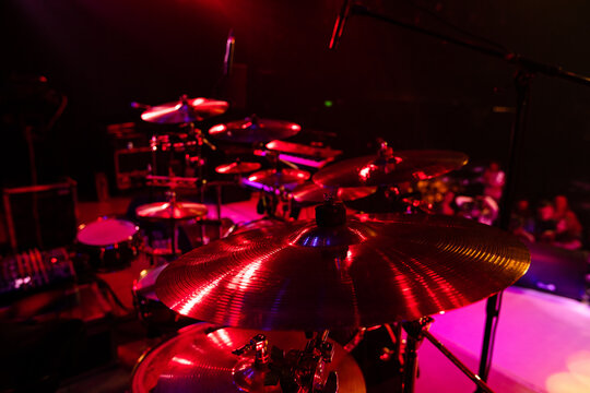 Closeup Of Cymbals On Concert Stage