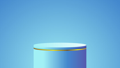 stand podium on blue stage studio room for showing presentation product display 3D render background