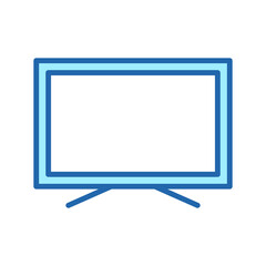 TV Set with Wide Monitor Line Icon. Television LED Display Color Pictogram. LCD Electronic Technology Monitor Outline Symbol. Smart TV Home Equipment. Editable Stroke. Isolated Vector Illustration