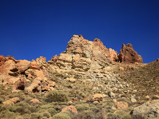 View of rocks in the Teide National Park in tenerife