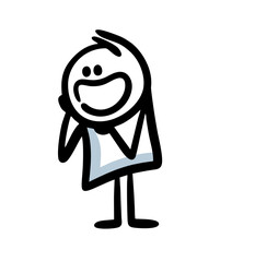 Vector character holds chin and admire something.