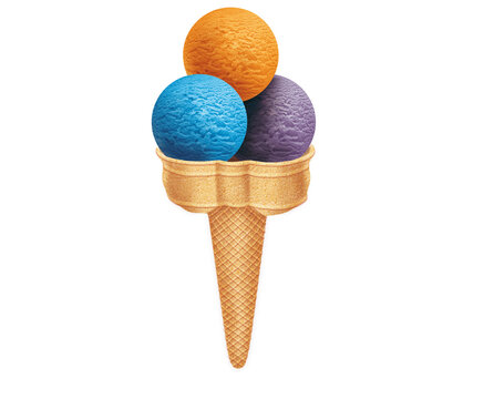 glace, cr&ecirc;me, c&ocirc;ne, dessert, cr&egrave;me glac&eacute;e, aliment, froid, bonbon, &eacute;t&eacute;, gaufres, rafra&icirc;chissement, sucre, d&eacute;licieux, dessert, cornet, deux trois boules , color&eacute; parfums