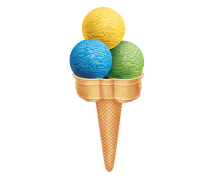 glace, cr&ecirc;me, c&ocirc;ne, dessert, cr&egrave;me glac&eacute;e, aliment, froid, bonbon, &eacute;t&eacute;, gaufres, rafra&icirc;chissement, sucre, d&eacute;licieux, dessert, cornet, deux trois boules , color&eacute; parfums