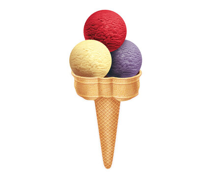 glace, cr&ecirc;me, c&ocirc;ne, dessert, cr&egrave;me glac&eacute;e, aliment, froid, bonbon, &eacute;t&eacute;, gaufres, rafra&icirc;chissement, sucre, d&eacute;licieux, dessert, cornet, deux trois boules , color&eacute; parfums