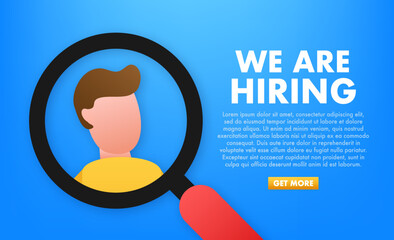 We are hiring label. Join Our Team. Office Chair, Vacant. Vector stock illustration.