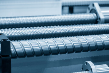 Closeup scene  assembly of spare parts  lead ball screw set.