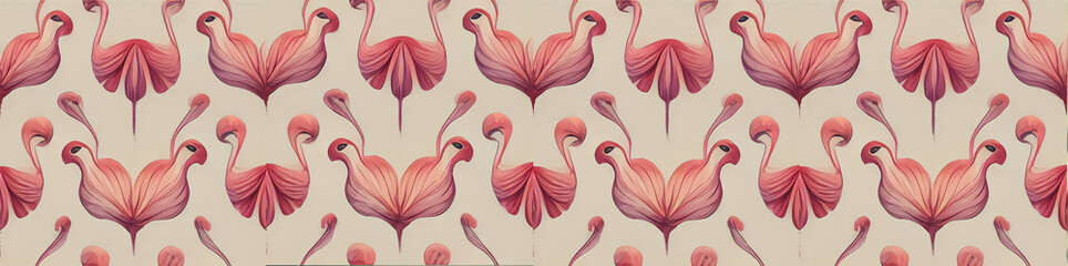 seamless, pattern, pink, flamingos, animal, illustration, 
