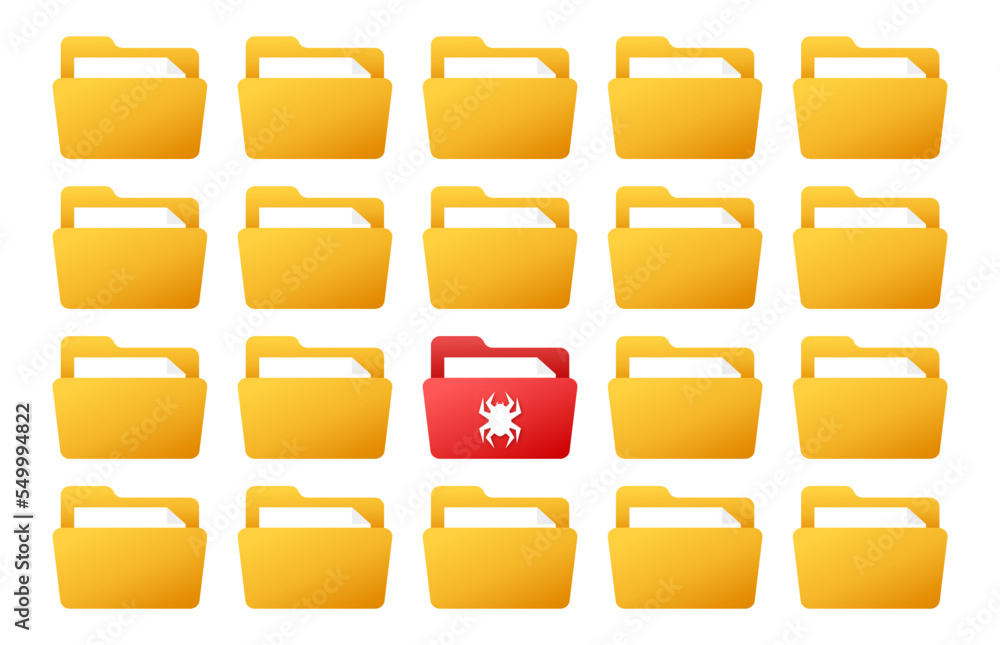 Poster computer virus infect files. malware, hacker attack. vector stock illustration.