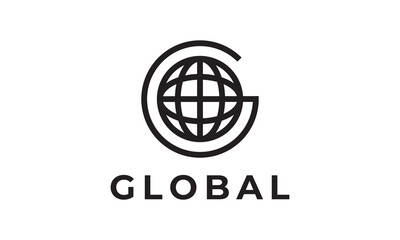 letter G and globe combination simple logo design.