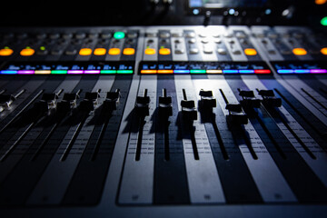 Closeup of sound control panel
