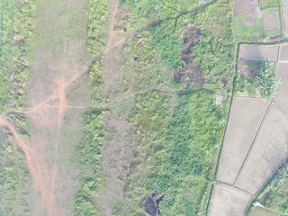 aerial view of land mapping by unmaned aerial vehicle in Bogor, Indonesia.