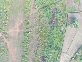 aerial view of land mapping by unmaned aerial vehicle in Bogor, Indonesia.