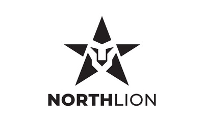 lion north star logo vector icon illustration. modern style