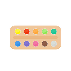 Painting supplies, color palettes, colorful tubes, watercolors, oil paints, acrylic paints.