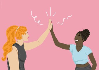 Two girls high fiving