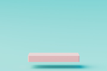 Blue and pink podium product display stage empty background with luxury abstract scene pedestal platform or blank presentation. 3d rendering