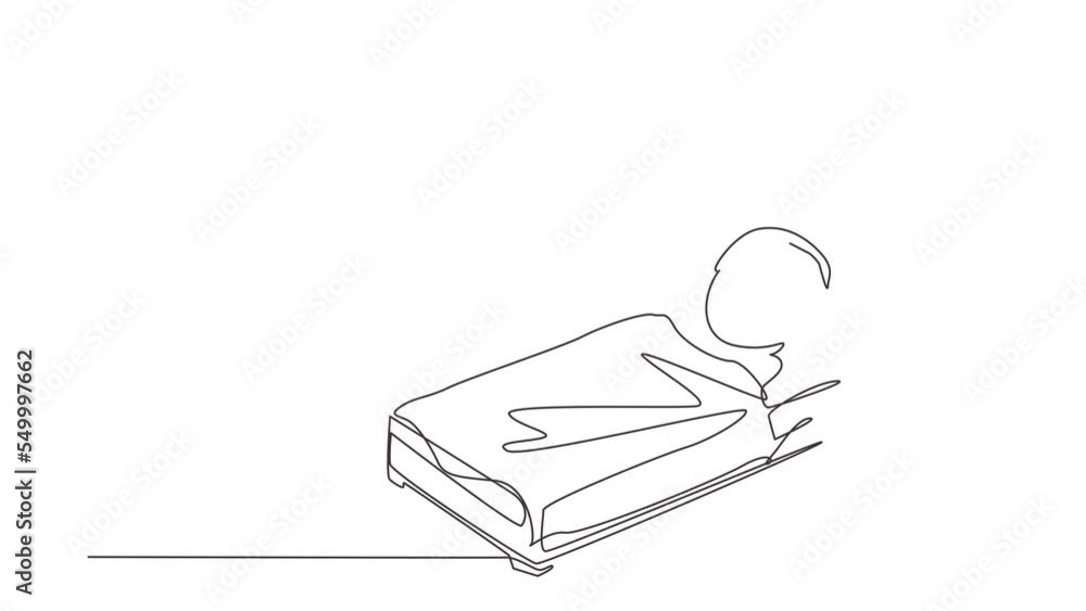 Aufkleber animated self drawing of continuous one line draw sick boy with high fever. child is sick with flu o