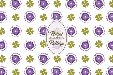 Geometric floral shape purple vector abstract seamless repeat pattern