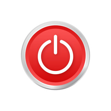 Red Power button. On Off icons. Start power button. Vector stock illustration.