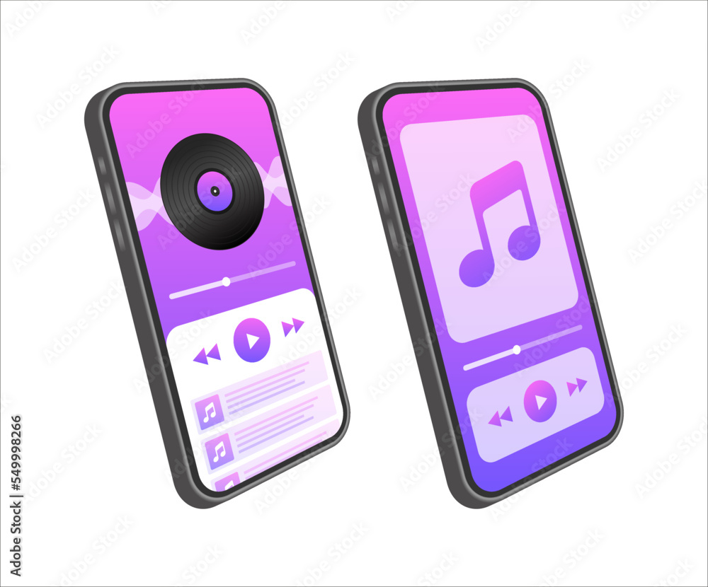 Poster mobile application interface. music player. music app. vector stock illustration.