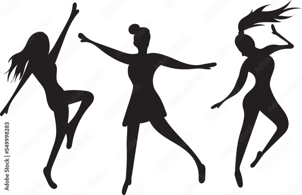 Wall mural silhouette woman rejoice jumping design vector isolated