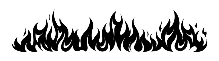 Flame fire border frame silhouette template set vector illustration clipart