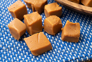 Closeup of doce de leite or dulce de leche, traditional south american milk candy
