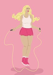 Girl skipping with rope
