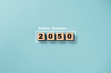 Kyoto 2050 protocol concept ,virtual loading for decrease CO2 , carbon footprint and carbon credit to limit global warming from climate change.