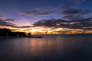 Naklejka premium Sunset view at the beach of Drift Thelu Veliga retreat, Maledives