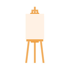 Wooden easel template of a colored table and white paper,Blank canvas on a painting easel,white drawing paper