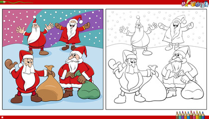 Santa Claus Christmas characters group coloring page