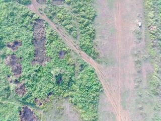 aerial view of land mapping by unmaned aerial vehicle in Bogor, Indonesia.