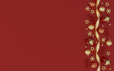 3d render christmas red background