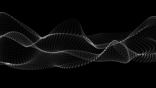 Grid sguare wave white color motion animated black background